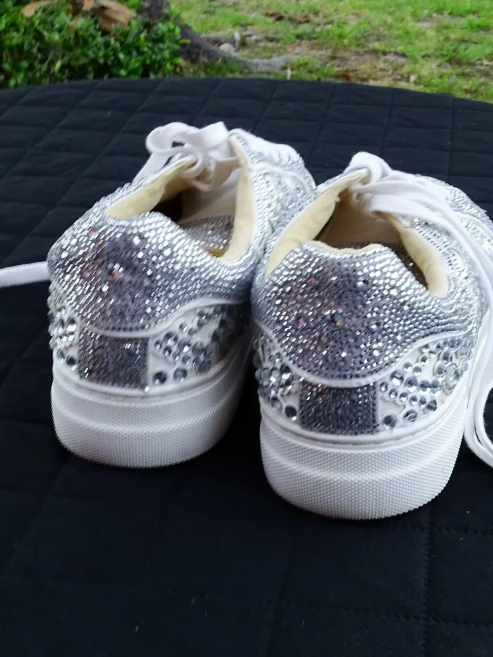 Lovely SB-Lenon Floral Rhinestone Platform Tennis Shoes 8M
